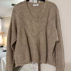 Women's V-Neck Sweater in Tan